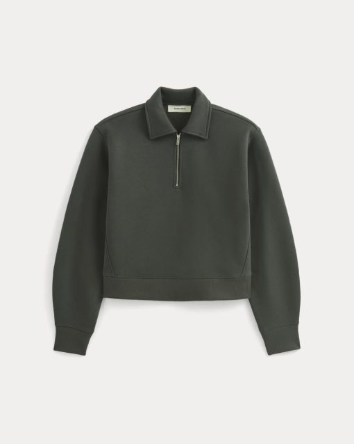 Alternative view of Luxe Fleece Zip Polo | Washed Black