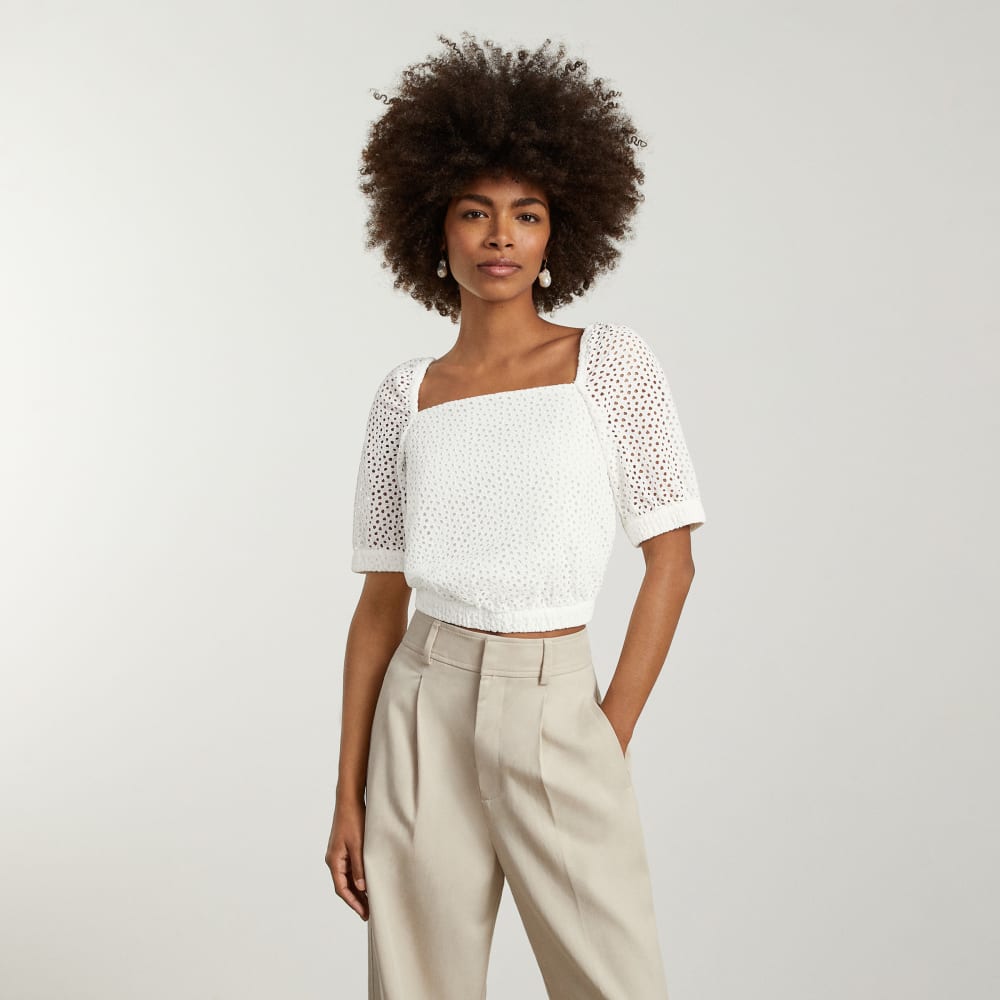 The Eyelet Puff Sleeve Top | White - Image 2