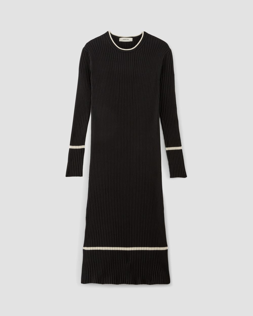 The Cotton Wide Rib Midi Dress | Black - Image 2