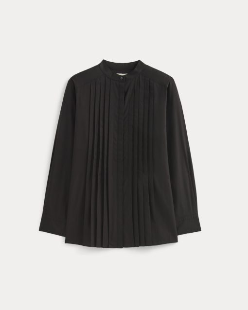 Alternative view of The Pleated Shirt in Silky Cotton | Black