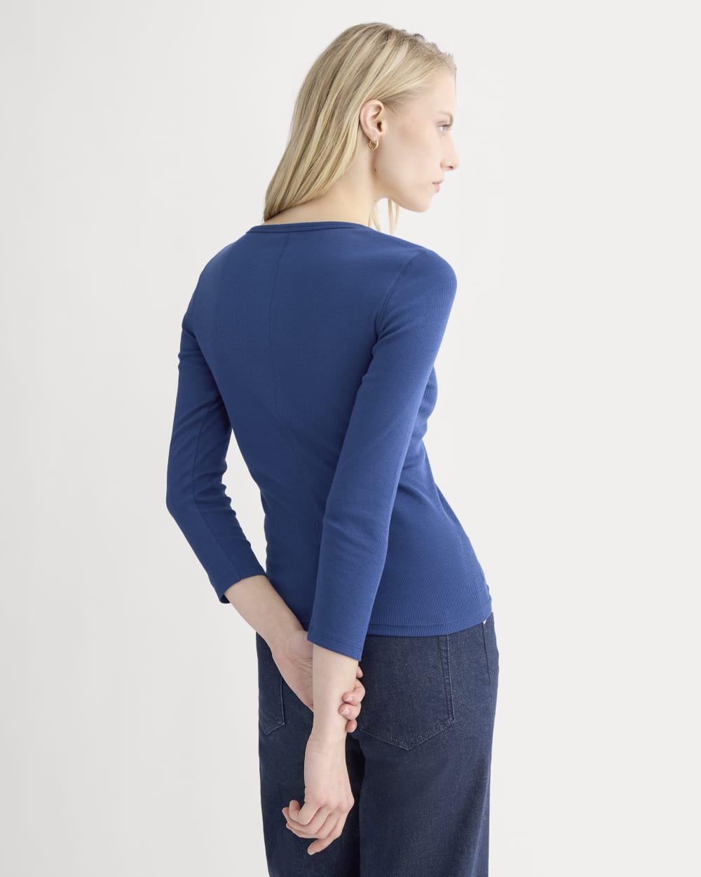 Luxe Rib Deep U-Neck Top | Estate Blue - Image 4