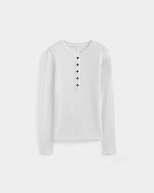 Alternative view of The Luxe Rib Henley | White