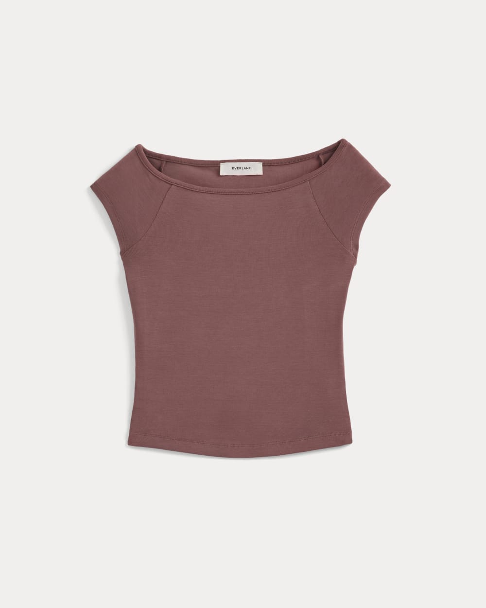 Boatneck Cap-Sleeve Top in Butterknit | Henna Red - Image 2