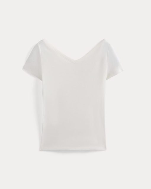 Alternative view of Tissue Short-Sleeve V-Neck Top | Bone