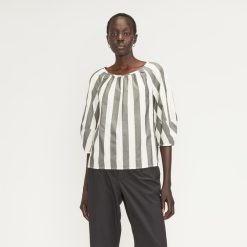 The Poplin Scoop-Neck Top | Bone / Black