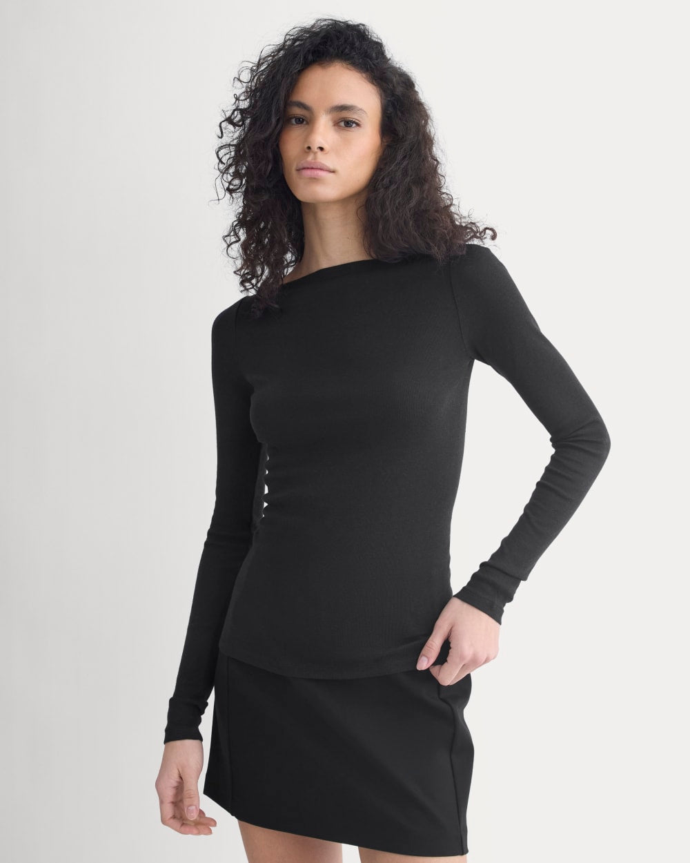 Tissue Boatneck Top | Black - Image 5