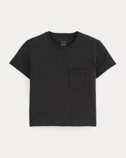 Alternative view of The Box-Cut Tee in Essential Cotton | Black | Pocket