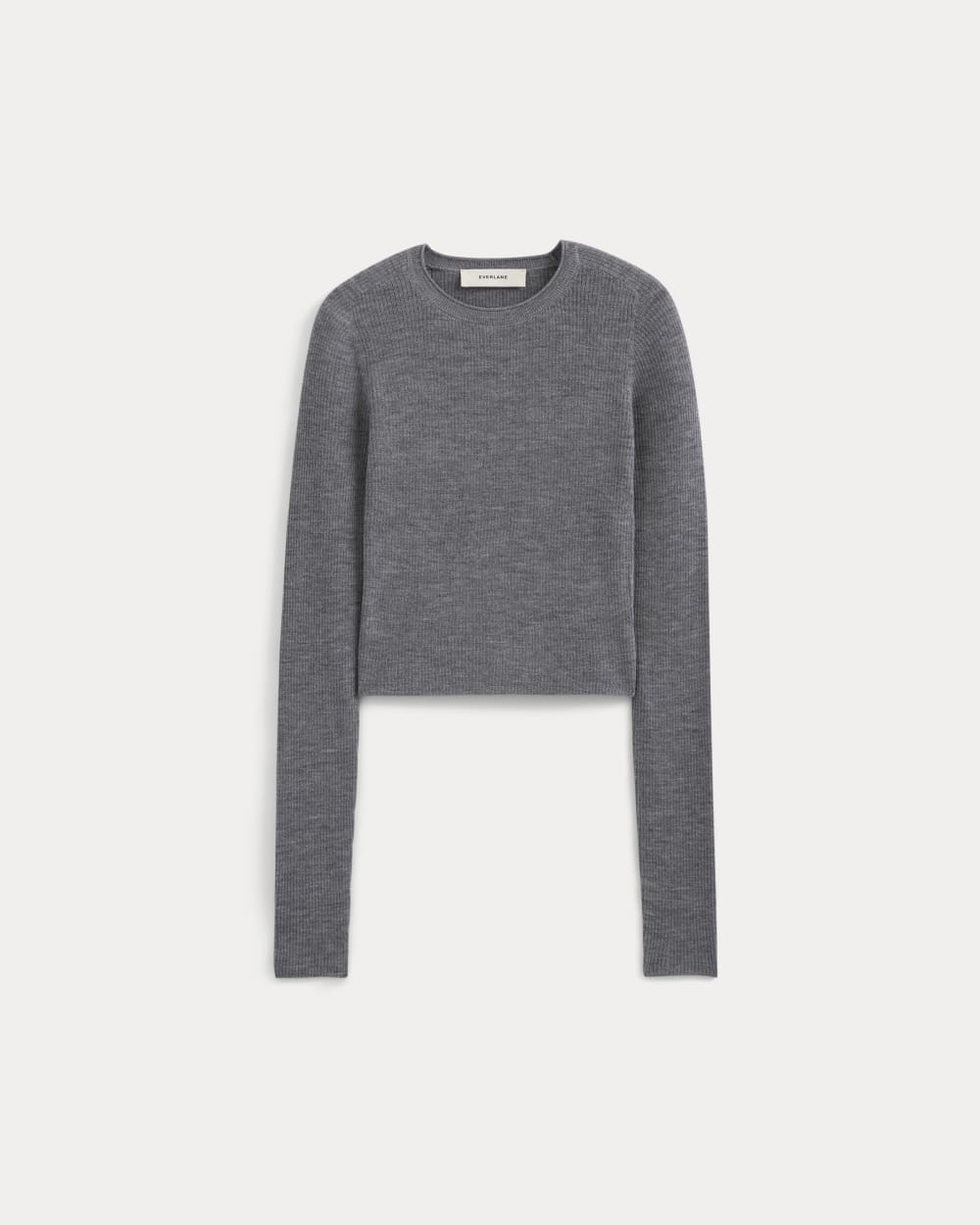 The Cropped Crew Top in Ultrafine Merino | Heather Mid Grey - Image 2