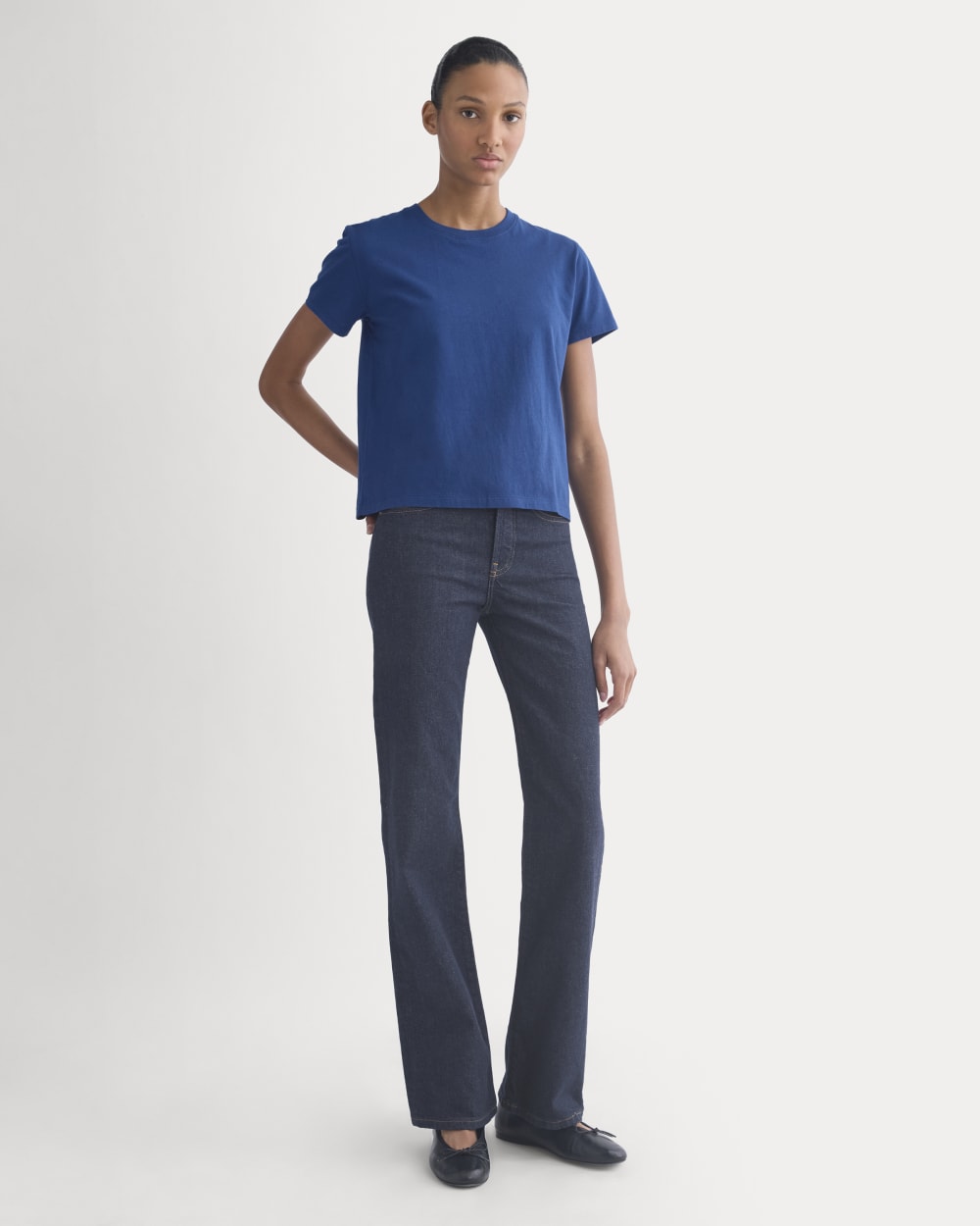 The Box-Cut Tee in Essential Cotton | Estate Blue | No Pocket - Image 4