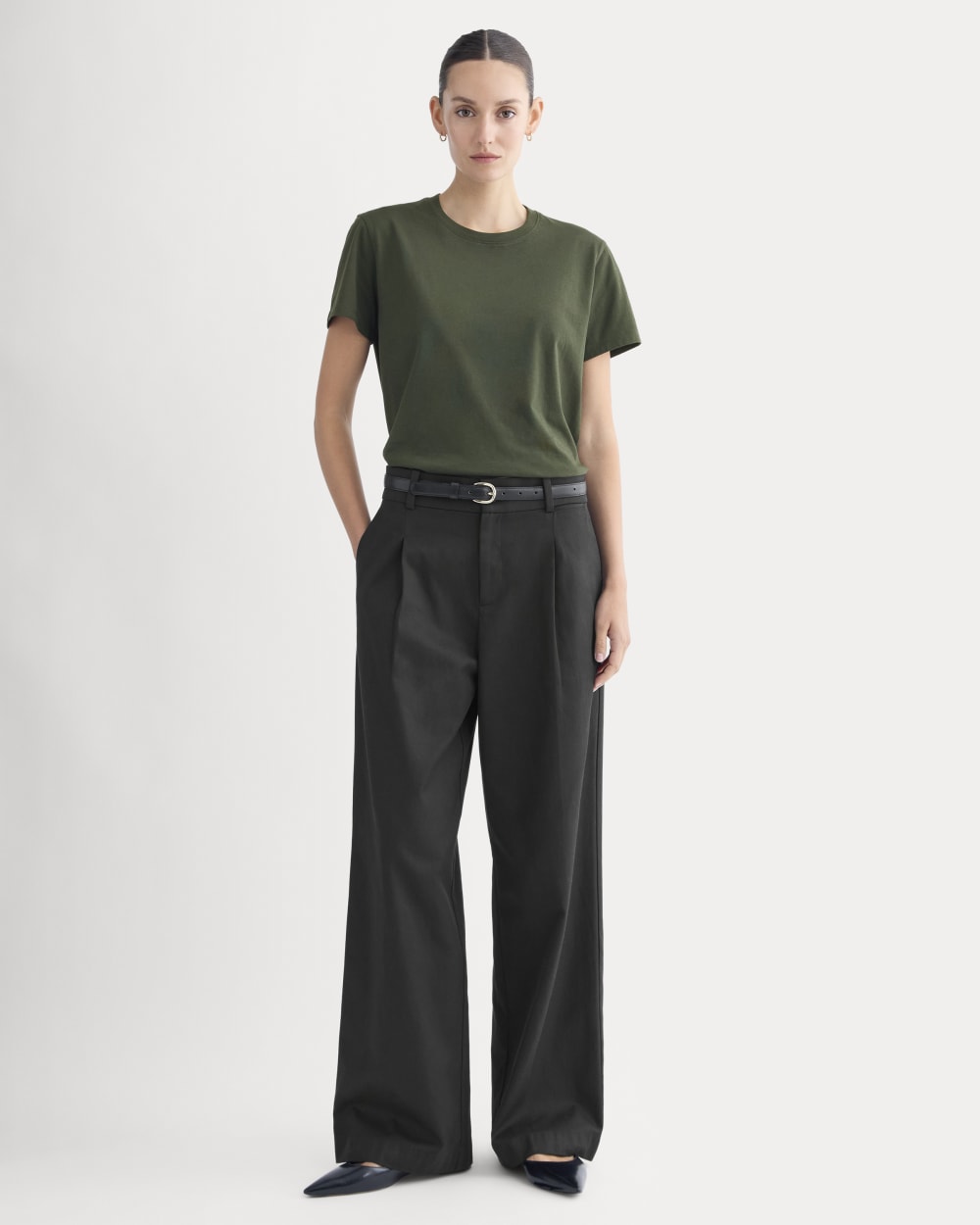 The Box-Cut Tee in Essential Cotton | Dark Green | No Pocket - Image 3