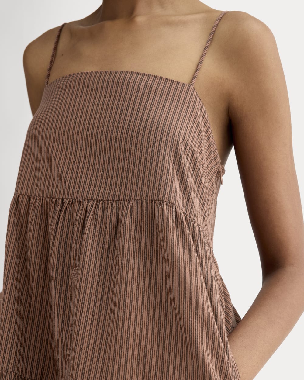 The Gauze Tiered Dress | Carob Brown / Black - Image 4