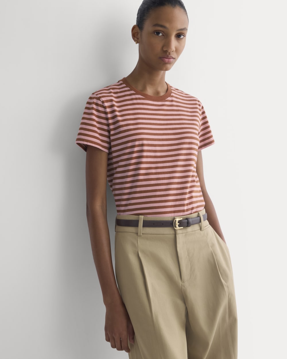 The Box-Cut Tee in Essential Cotton | Toffee/Pink | No Pocket - Image 4