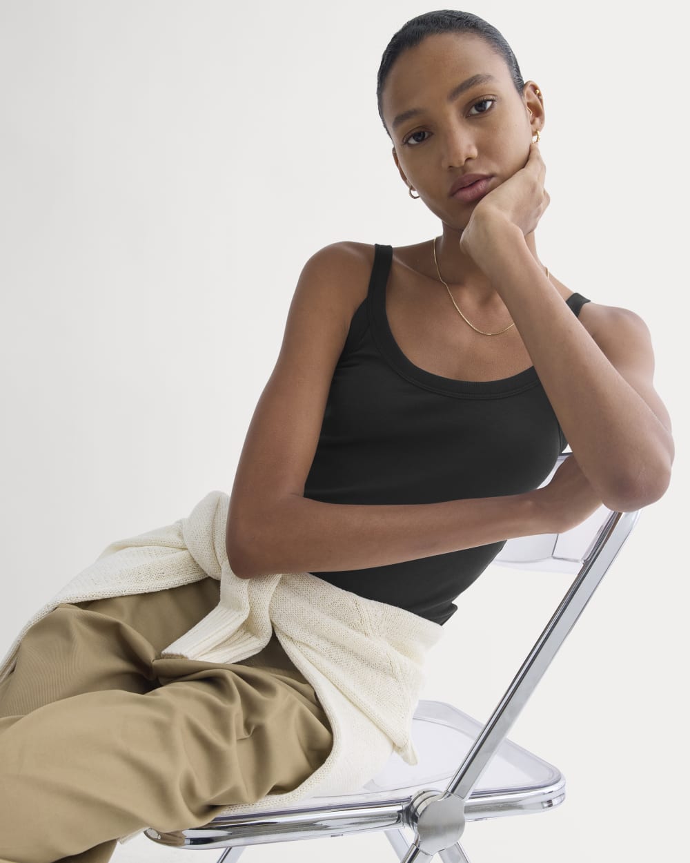 Soft Stretch U-Neck Tank | Black - Image 4