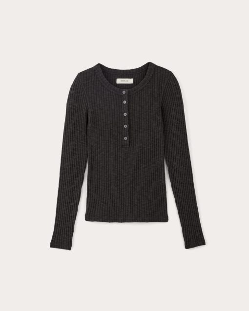 Alternative view of The Cozy Rib Henley | Black