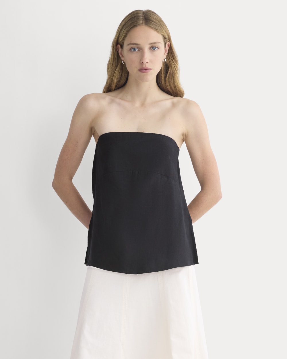 Tube Top in Stretch Linen | Black - Image 3
