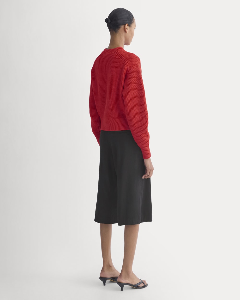 Cropped Ribbed Crew in Everyday Cotton | Fiery Red - Image 5