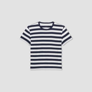 Alternative view of The Box-Cut Tee in Essential Cotton | Navy / Canvas | No Pocket