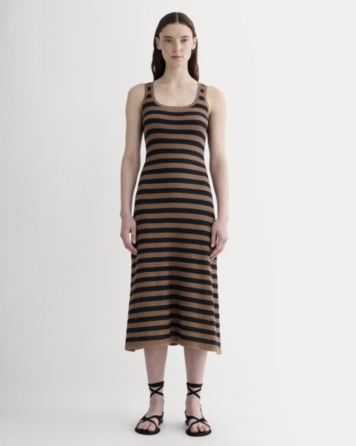 The Crochet Knit Tank Dress | Mocha / Black