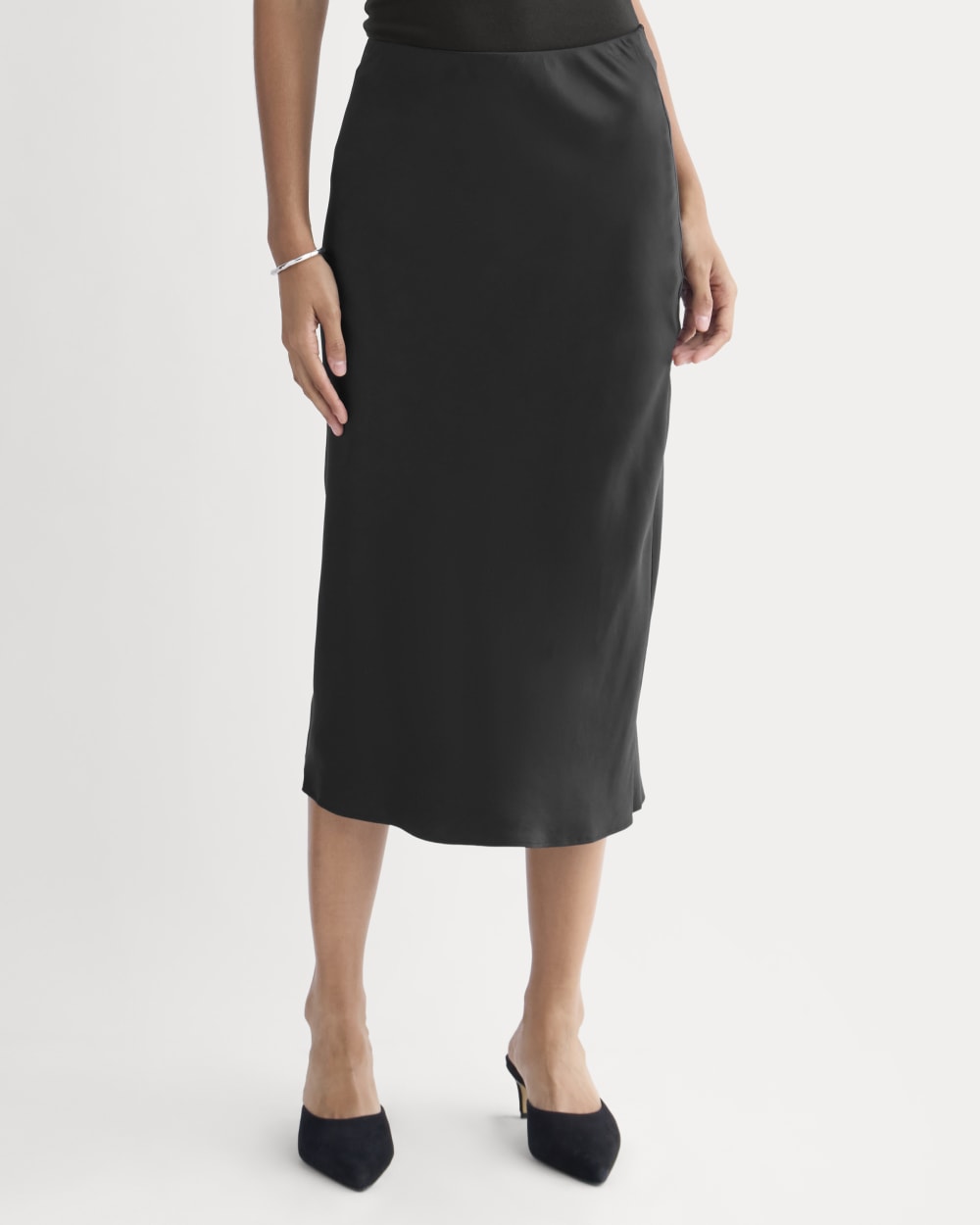 Slip Skirt in Silk Charmeuse | Black - Image 3
