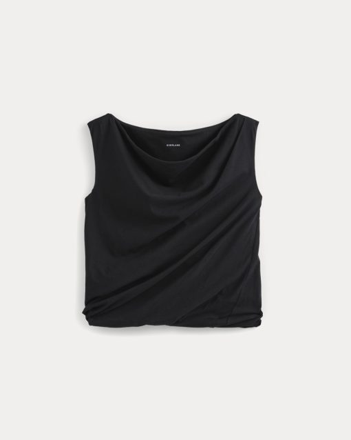 Alternative view of Boatneck Twisted Top in Essential Cotton | Black