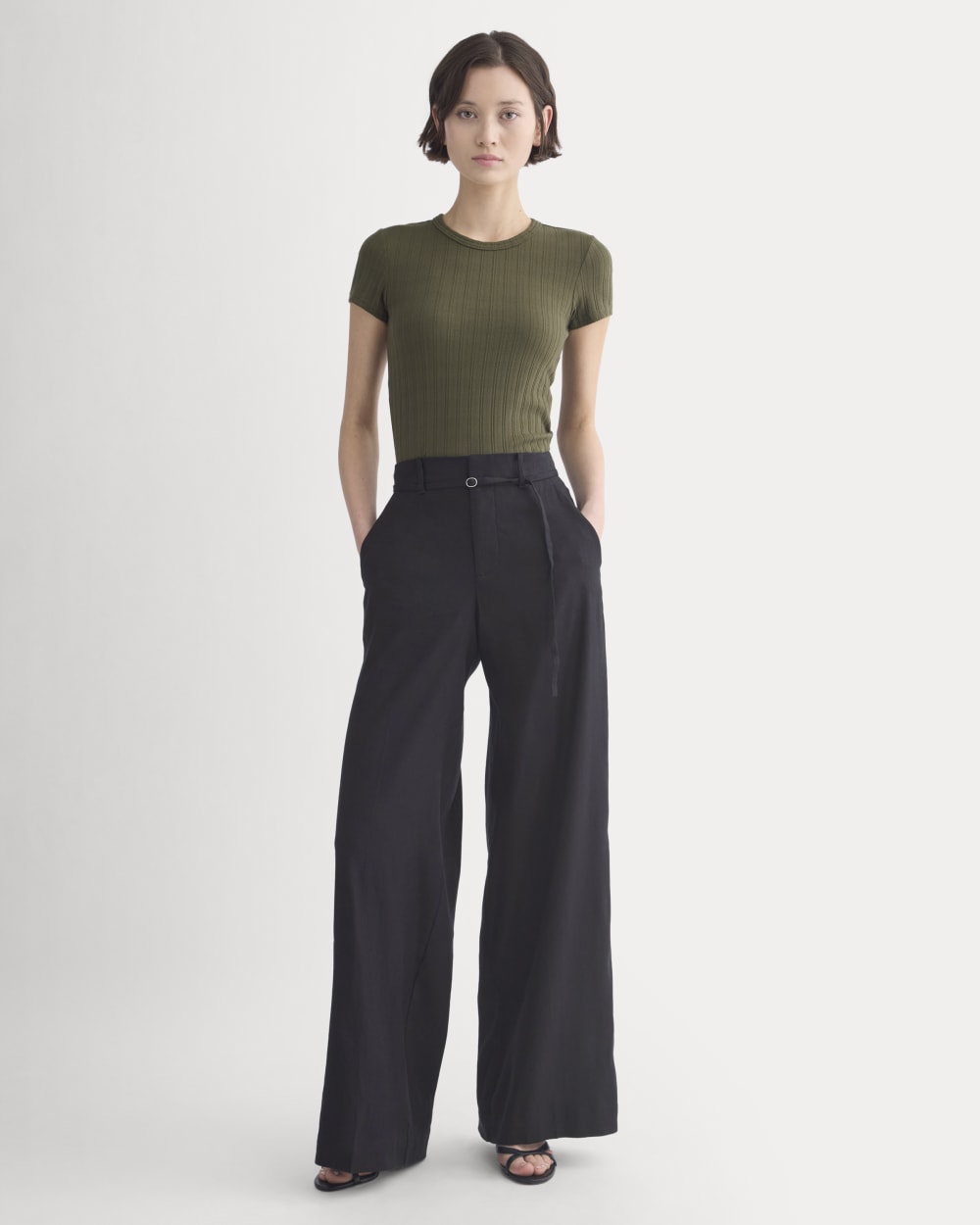 Cropped Crew in Pointelle | Olive Night - Image 3