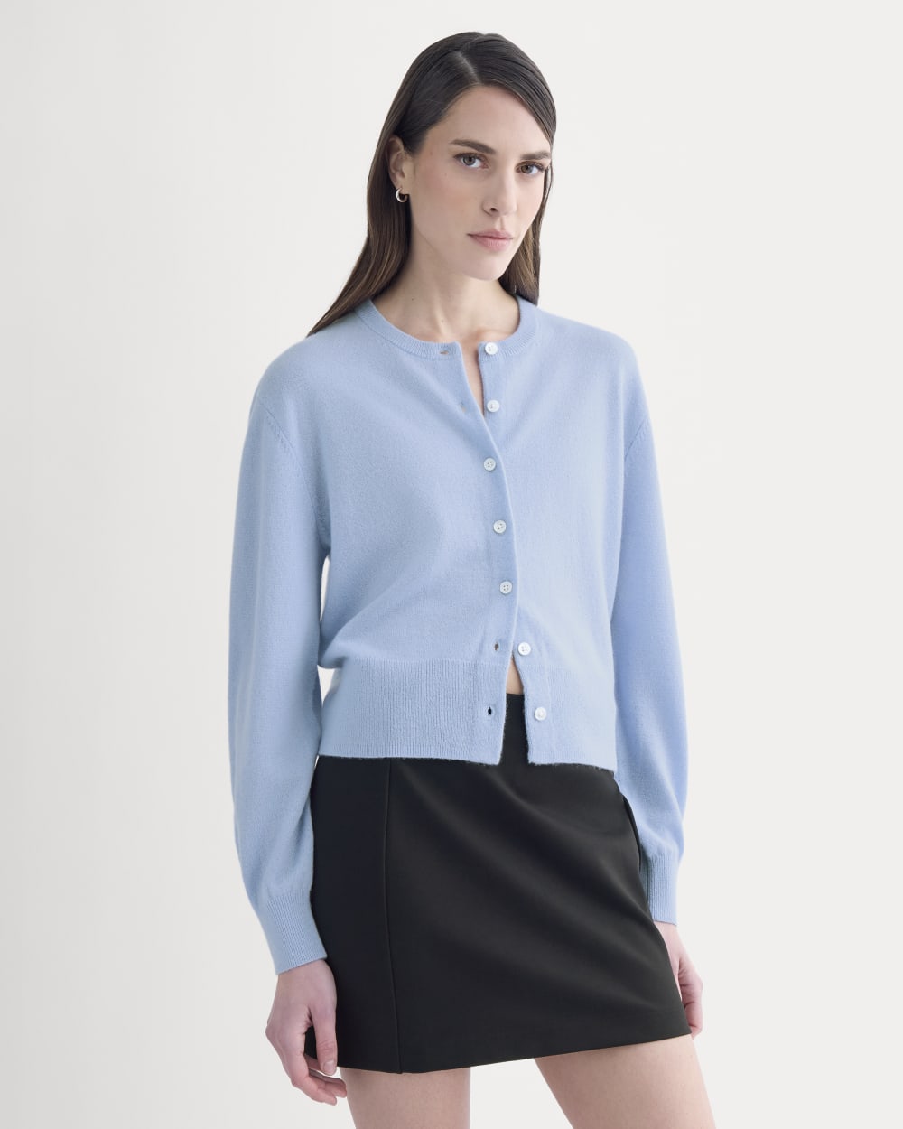 Cashmere Cropped Cardigan | Open Air Blue