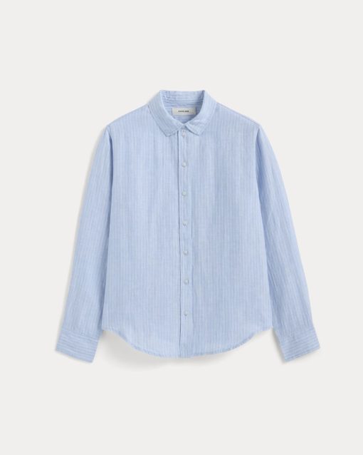 Alternative view of The Must-Have Shirt in Linen | Sky Blue / White