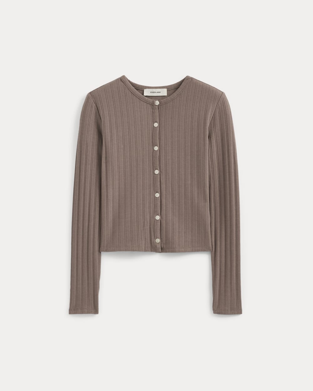 Cardigan in Pointelle | Heathered Chocolate Chip - Image 2