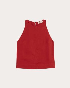 Alternative view of The Linen High-Neck Tank | Classic Red