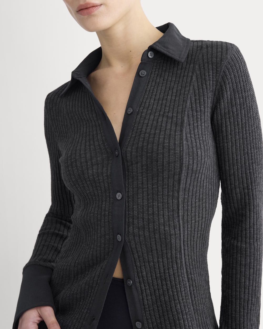 Cozy Rib Button-Up | Black - Image 4