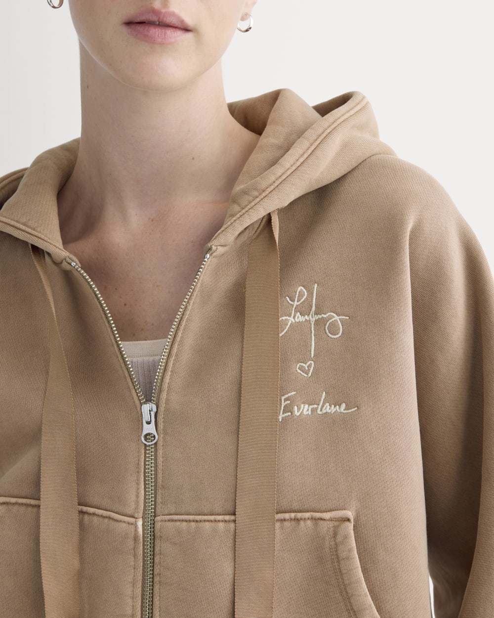 Everlane x The Laufey Foundation Cropped Full-Zip Hoodie | Weathered Clay - Image 4