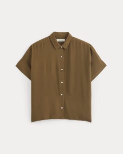 Alternative view of The Boxy Shirt in Washable Silk | Toffee