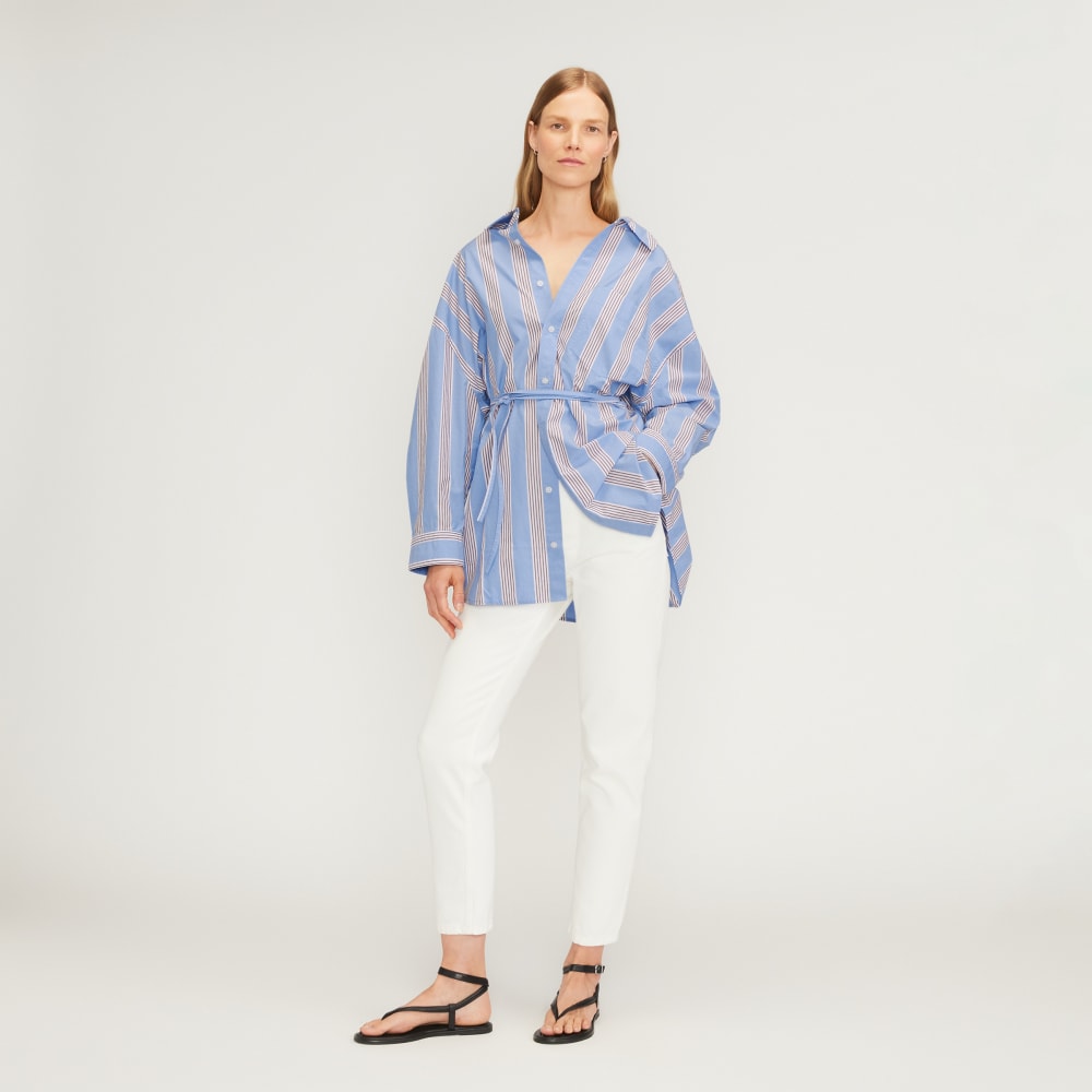 The Poplin Tie Back Shirt | Blue Opal / Cabernet / White - Image 6