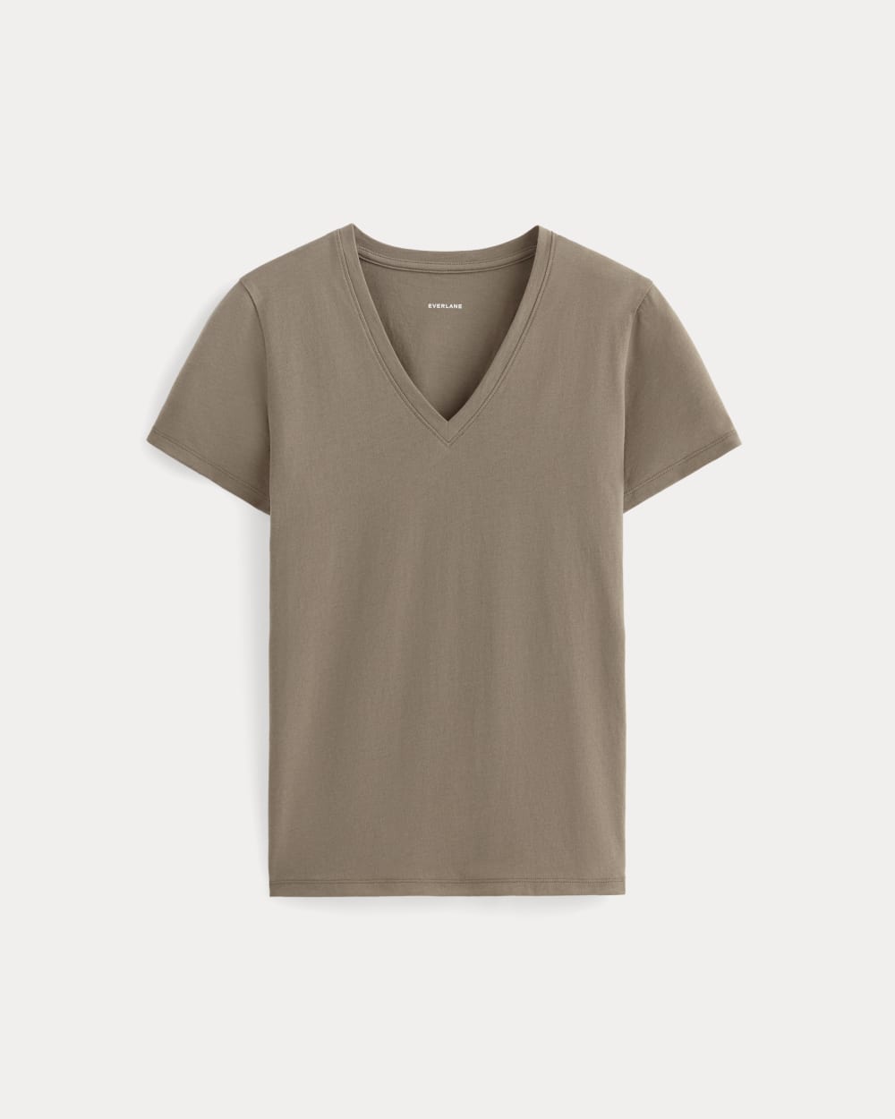 The Slim V-Neck Tee in Essential Cotton | Clay - Image 2