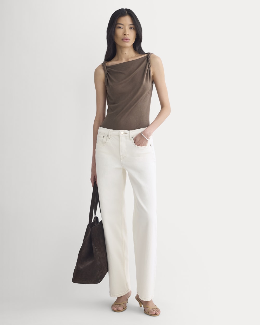 Cowl Neck Twist Tank in Butterluxe | Deep Taupe - Image 3