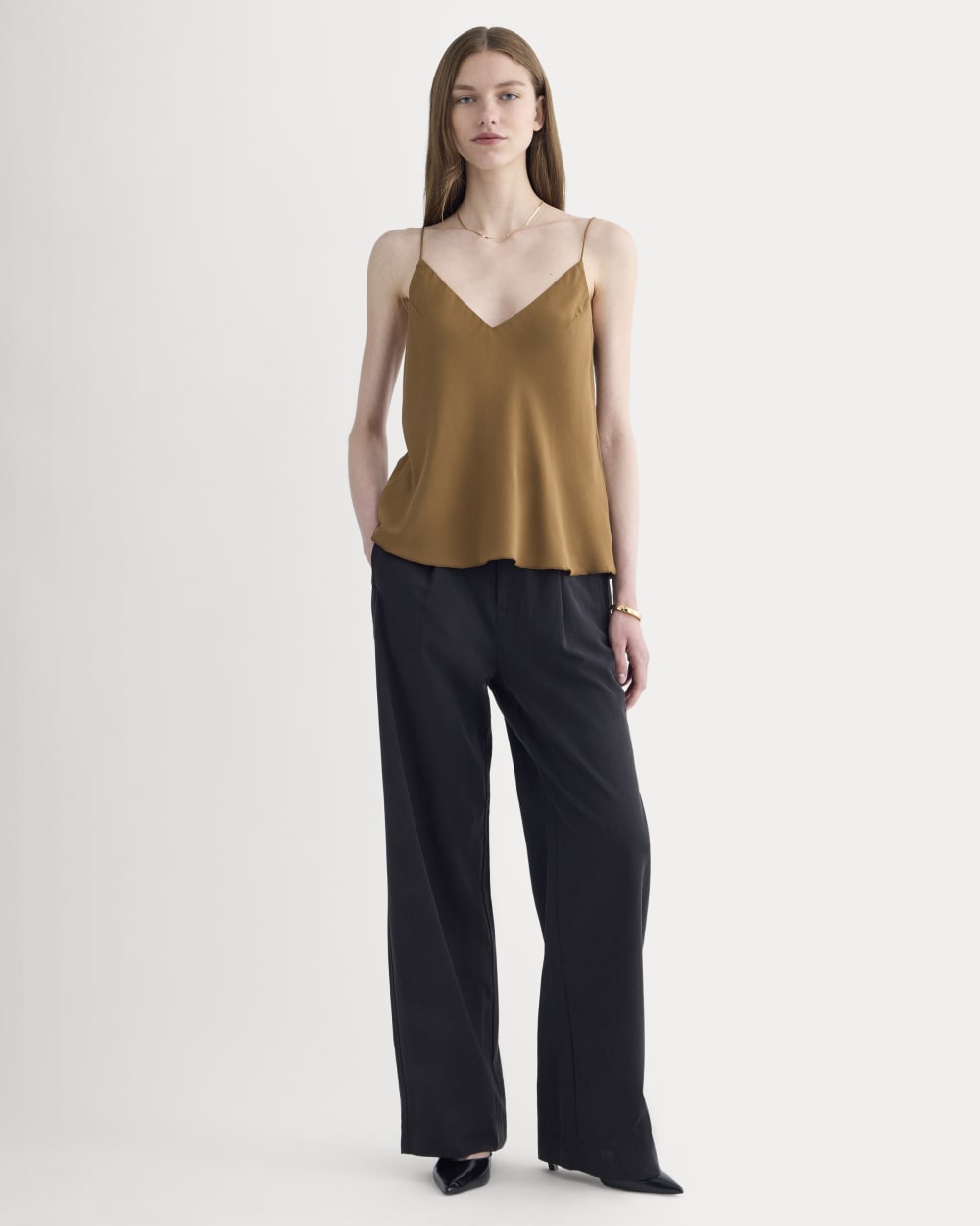 The Tie Back Cami in Washable Silk | Toffee - Image 3
