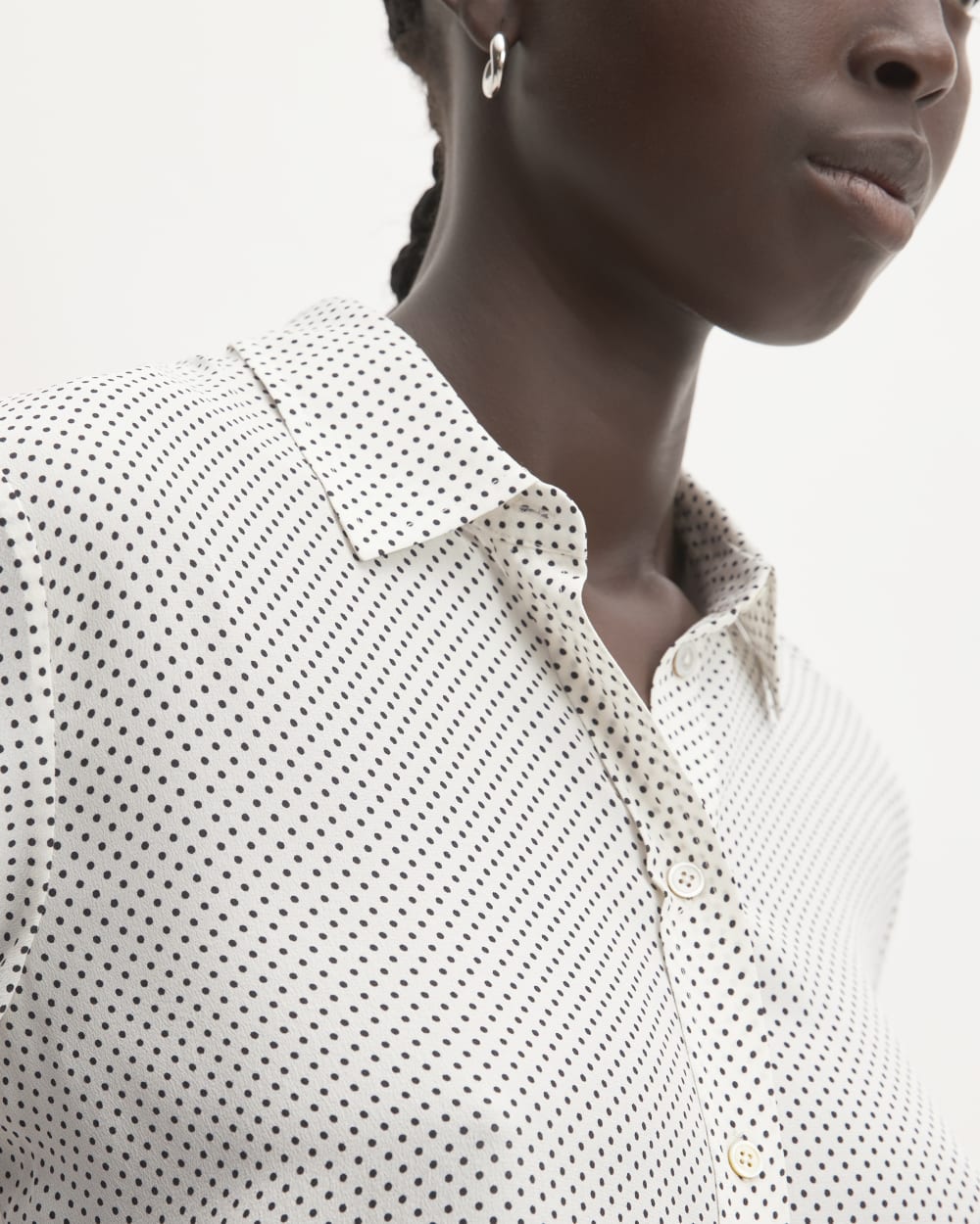 The Must-Have Shirt in Washable Silk | Bone / Black Polka Dot - Image 4
