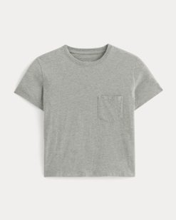 Alternative view of The Box-Cut Tee in Essential Cotton |  Heathered Grey | Pocket