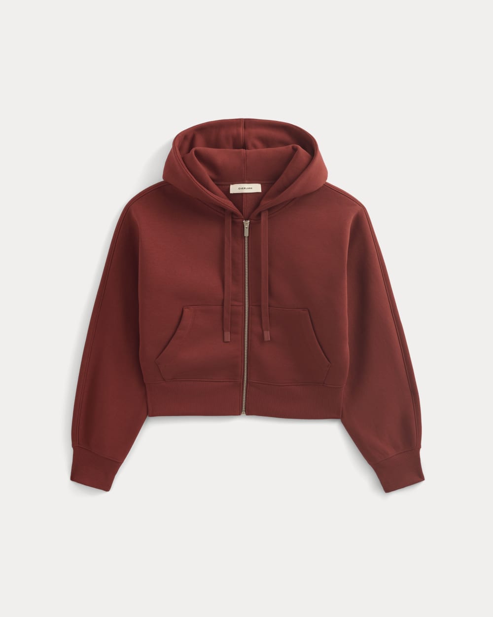 Luxe Fleece Full-Zip Cropped Hoodie | Merlot - Image 2