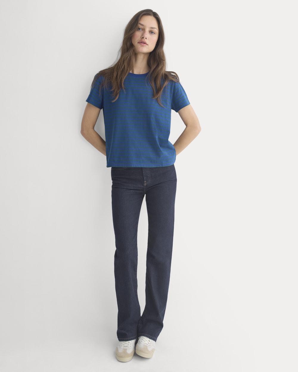 The Box-Cut Tee in Essential Cotton | Navy Peony/Dark Sea | No Pocket - Image 3