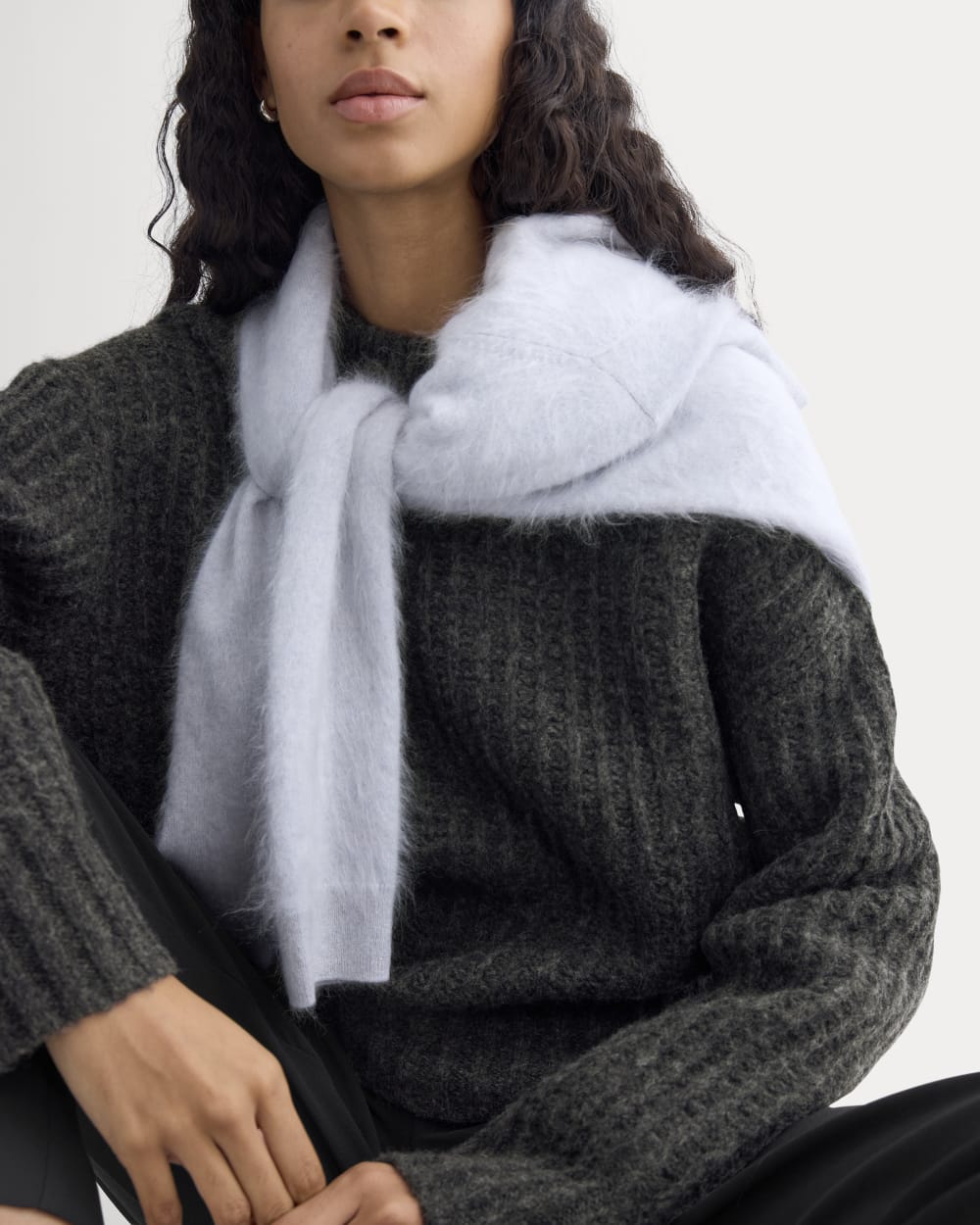 Waffle Sweater in Cloud | Heathered Soot - Image 8