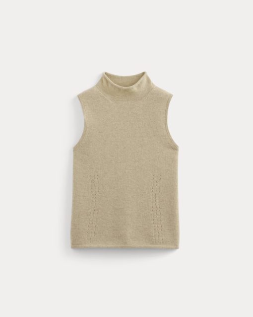 Alternative view of Cashmere Funnel-Neck Tank | Heather Light Camel