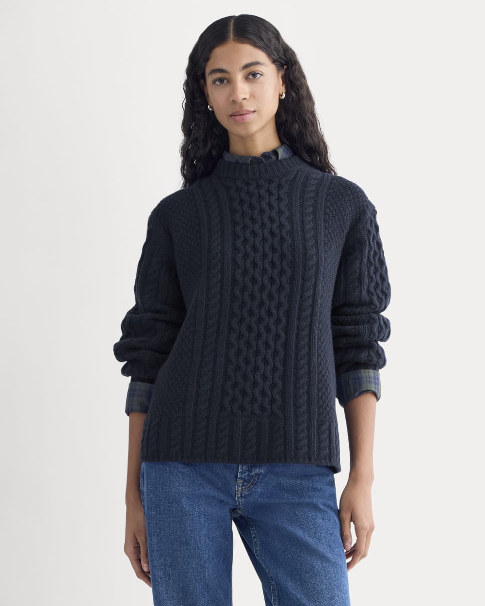 Cable Sweater in Luxe Merino | Navy - Image 4