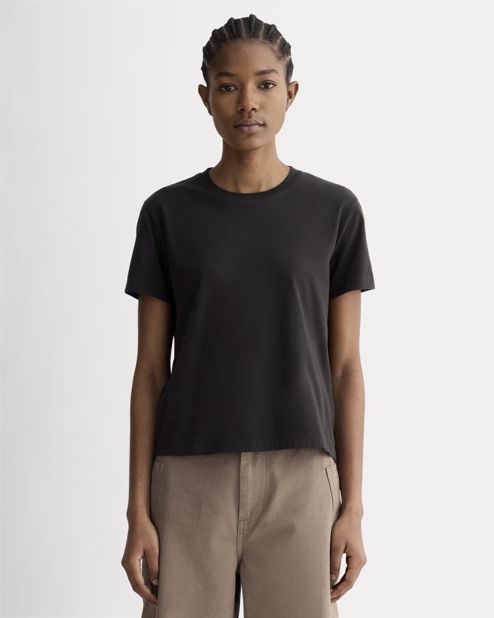 The Box-Cut Tee in Essential Cotton | Black | No Pocket