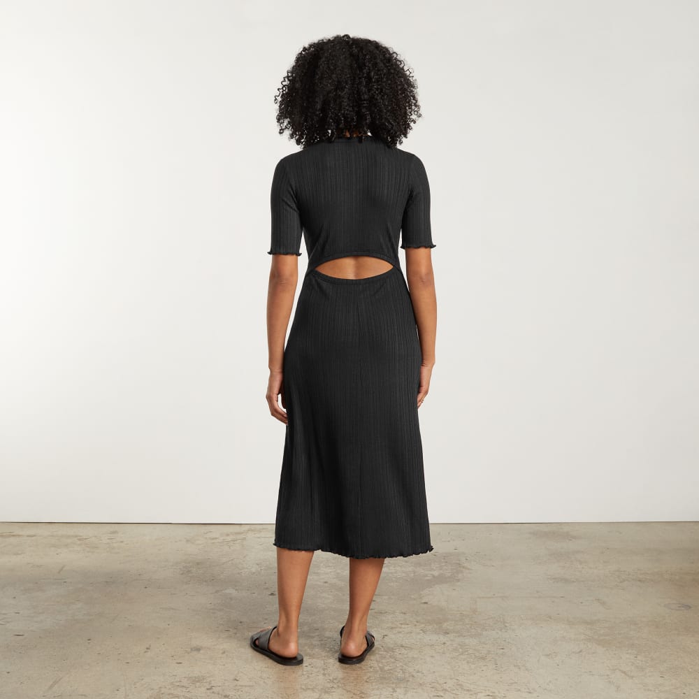 The Open Back Rib Dress | Black - Image 3