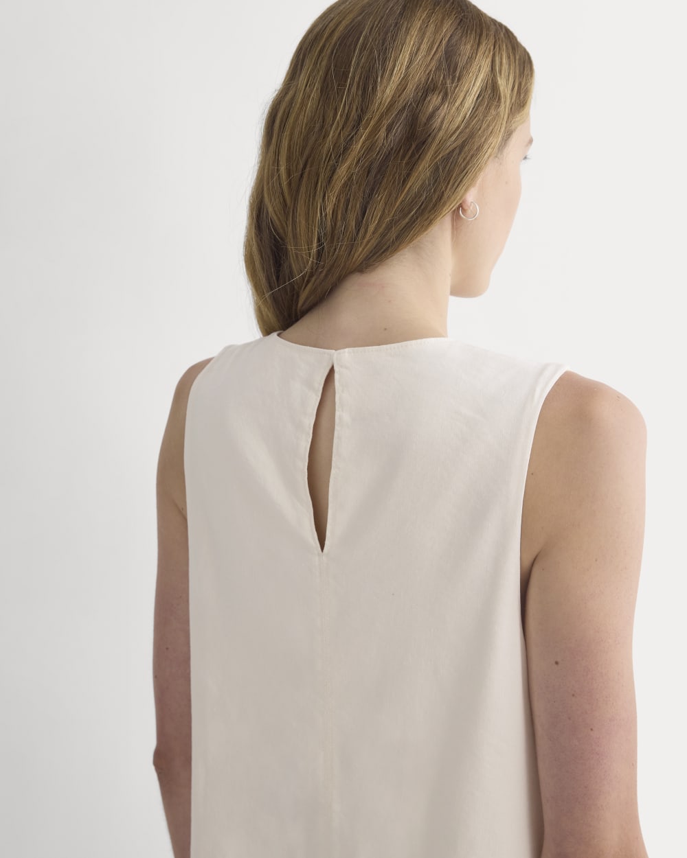 The Shift Dress in Stretch Linen | Bone - Image 5
