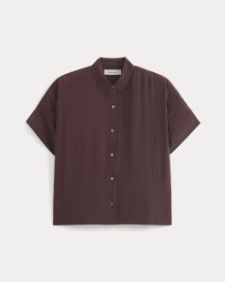Alternative view of The Boxy Shirt in Washable Silk | Deep Plum