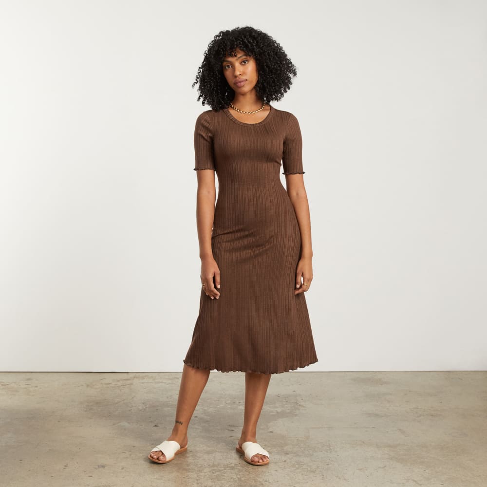 The Open Back Rib Dress | Espresso - Image 2