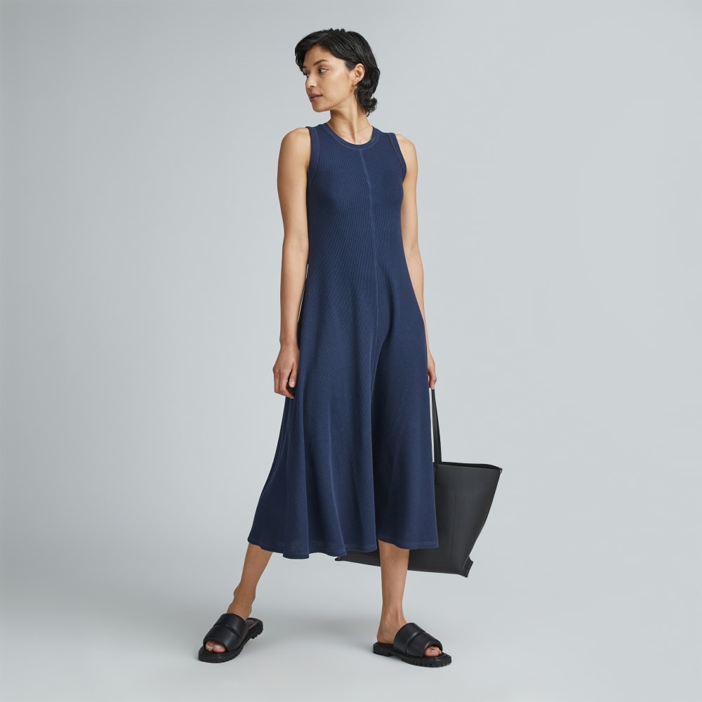 The Organic Cotton Waffle Tank Dress | Navy - Image 2