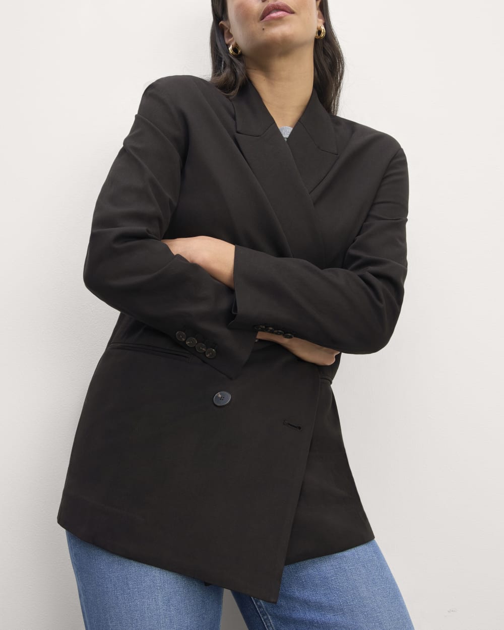 The Double-Breasted Blazer in Buttersmooth | Black - Image 4